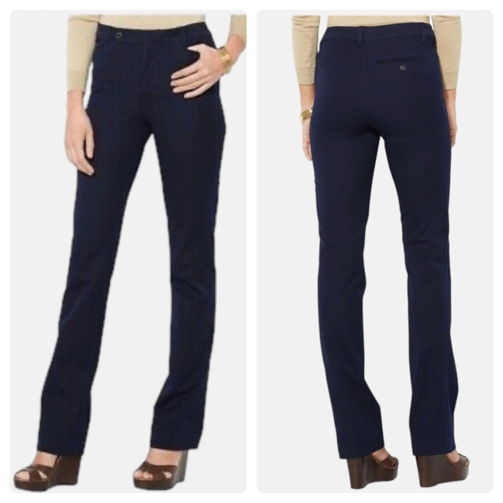 LAUREN RALPH LAUREN Adelle Pants Womens 4 Gray Slimming Fit Trouser Cotton